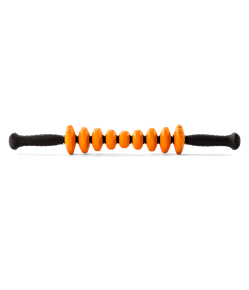 Long view of the orange TriggerPoint STK Contour foam roller stick